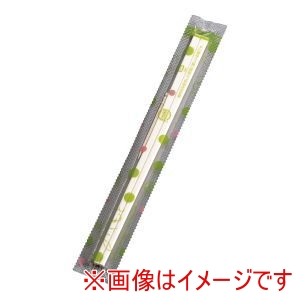 原田 原田 白楊8寸OPP完封箸 緑水玉柄 楊枝入 1ケース3000膳入